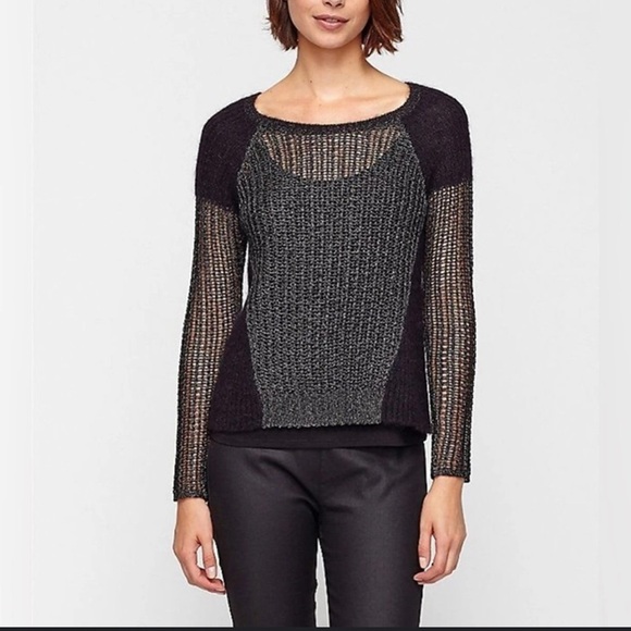 The Fisher Project Open Knit Black / Gray Sweater - Picture 1 of 10